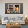 Truss Pcs Black Beige Window Sunset Beach Front Printed Canvas Wall Prints Set of 3 Multicolor Matte