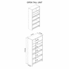 5 Open Shelves In Highland Pine Finish With Free Standing Tall Units.