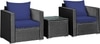 Carry Bird Wicker Patio Furniture Outdoor Balcony Chairs In Black And Navy Blue Colour