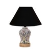 Devansh Conical Black Cotton Shade Lamp With Wood & Mosaic Glass Base For Decoration/Office/Home/Gifting/Study For Decoration/Office/Home/Gifting/Study -(10X10X14.5) Inches -A