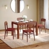 Atlas Solid Wood 4 Seater Dining Table With 4 Lunar Dining Chairs (Finish : Honey, Chair Colour : Dark Coral)