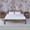Sleigh Solid Wood Queen Size Non Storage Bed In Provincial Teak Finish