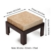 Irish Sheesham Wood Coffee Table With 2 Stools Set In Dark Walnut Finish & Ivory Sparkle Velvet Fabric Cushions