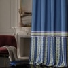 Stoa Paris Satin Long Door Curtain, 70% Blackout Curtains, Sun Protection, Set of 2, Versailles - Blue Monarch