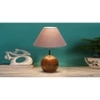 Grey cotton with Natural Wood Table Lamp