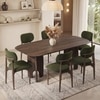 Brava Solid Wood 6 Seater Dining Table with 6 Oille Solid Wood Dining Chair in (Finish: Danish Walnut, Colour: Deep Olive)