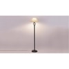 Asa White Natural Fiber Floor Lamp with Black Iron Base
