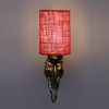 Devansh Metal Electric Wall Light in Antique Gold Colour with Maroon Shade Count of 1 Light