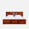 Rangrez Sheesham Wood Queen Size Bed in Honey Oak Finish with Box Storage