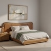 Elowen Softline King Size Bed in velvet With Oak wood Frame & Hydraulic Storage