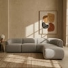 Zenliving Wood Left Aligned 3-Seater With Upholstery Non Storage Sofa In Grey Colour