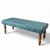 Cairo Sheesham Wood Accent Bench (Blue Jacquard Work Fabric Teak Finish)