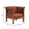Haveli 1 Seater Wooden Sofa (Orange Colour, Teak Finish)