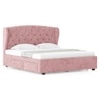 Holmebrook Engineered Wood King Size Drawer Storage Upholstered Bed in Desert Rose Colour