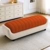 Marko Velvet 2 Seater 4 Feet Ottoman Bench in Orange & Cream  Color
