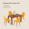 Atlas Solid Wood 4 Seater Dining Table With 4 Rickman Lounge Chairs (Finish : Honey, Chair Colour : Matty Yellow)