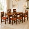 Globally Indian Yashvi Solid Sheesham Wood 6 Seater Dining Table Set 6 Chairs Terracotta Orange