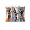 Truss Pcs Grey Yellow Ethnic African Woman Printed Canvas Wall Prints Set of 3 Multicolor Matte