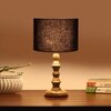 Devansh Black Cotton Table Lamp With  Wood Natural Base (7X7X15.5 Inches)-3