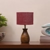 Devansh Maroon Jute Table Lamp With G Wood Natural Base -(7X13 Inches)-12