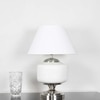 RAMZI Chrome Finish Metal And Frosted White Glass Table Lamp With White Cotton Shade