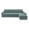 Apollo Compact Sofa (Colour : Dusty Turquoise Velvet, Cushion : Hard, Back Type : Regular, Seating Capacity : Right Aligned 3 Seater + Right Aligned Chaise + Ottoman)
