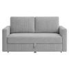 Alfon 2 Seater Velvet Pull Out Sofa Cum Bed with Storage In Grey