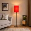 Square 27 Inch Club Floor Lamp with Red Shade