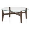 Cayman Glasstop Coffee Table without Storage in Danish Walnut Finish
