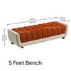 Resco  Velvet 2 Seater 5 Feet Ottoman Bench in Orange & Cream  Color