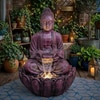 Wine Fiber Glass Lotus Buddha Indoor Water Fountain
