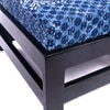 Kumkum Rosewood Foot Stool with Indigo Patch Kantha Cushion