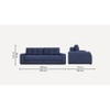 Calliro 3 Seater Pull Out Sofa cum Bed  in Navy Blue Colour