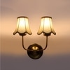 Devansh Dual Gold Metal  Wallmounted Lamp With Cotton Off-White Shade