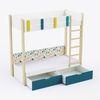 Pine Tree Single Size Bunk Bed In White & Teal Colour