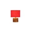 Cordelia Red cotton table lamp with Natural Wood Base