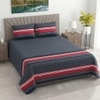 Navy Geometric 400 Tc  Cotton Flat  Super King Size Bedsheet With 2 Pillow Cover