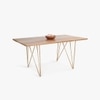 Art Deco Solid Wood 6 Seater Dining Table in Natural & Brass Finish
