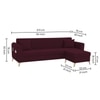 Daraco Velvet L shape 5 Seater Sofa in red wine color