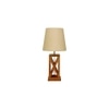 Symmetric Brown Wooden Table Lamp with Black Fabric Lampshade