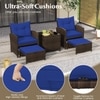 Carry Bird Wicker Patio Furniture Outdoor Balcony Chairs In Brown And Navy Blue Colour