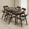 Wesley - Thomson 6 Seater Dining Table Set (Colour- Beige, Finish- Dark Walnut)