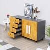 Hexa Red Multipurpose Storage Cabinet With 4 Drawer 3 Door in Slate Grey And Giant Wood Colour