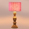 Devansh Pink Jute Table Lamp With Wood Natural Base (7X17.5 Inches)-11