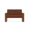 Moreno 2 Seater Solid Wood Sofa in Amber Walnut Finish and Terracotta Stripe Fabric