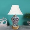 Devansh Off-White Cross Pleated Cotton  Shade  Lamp With  Wood & Mosaic Glass Base For Decoration /Office/Home/Gifting/Study For Office/Home/Gifting -(12X12X16) Inches -