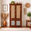 Akira Sheesham Wood Book Case Cum Crockery Unit  In Honey Oak  Finish