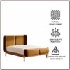 Valerio Duo-Panel Luxe Queen Size Bed in Mustard colour Velvet with Oak wood Frame