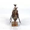Desert Art Metal Handpainted Golden Boat Pen Stand