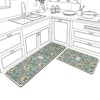 Luxe Home Floral Design Combo Kitchen Runner Mat - White (116x36 & 58x36 cm PC-2)